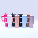 40 oz. Stainless Steel Modern Tumbler with Handle & Straw - White by creativegiftsdirect