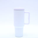 40 oz. Stainless Steel Modern Tumbler with Handle & Straw - White by creativegiftsdirect