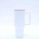40 oz. Stainless Steel Modern Tumbler with Handle & Straw - White