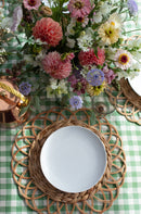 Moss Ruffled Gingham Tablecloth
