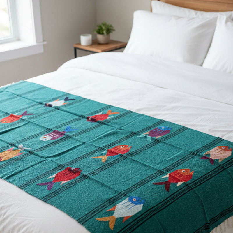 Midnight Teal Baja Fish Yoga Blanket, photo 7 of 7