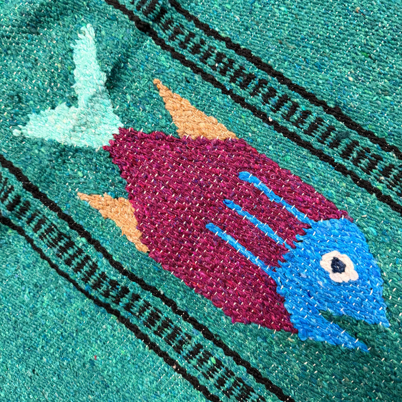 Midnight Teal Baja Fish Yoga Blanket, photo 3 of 7