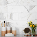 White 4x12 Honed Subway Calacatta Gold Marble Tile (15 pack, 5 sq ft/case)