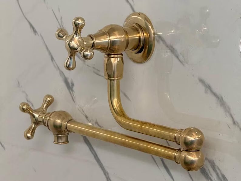 Unlacquered Brass Pot Filler , Kitchen Pot Filler