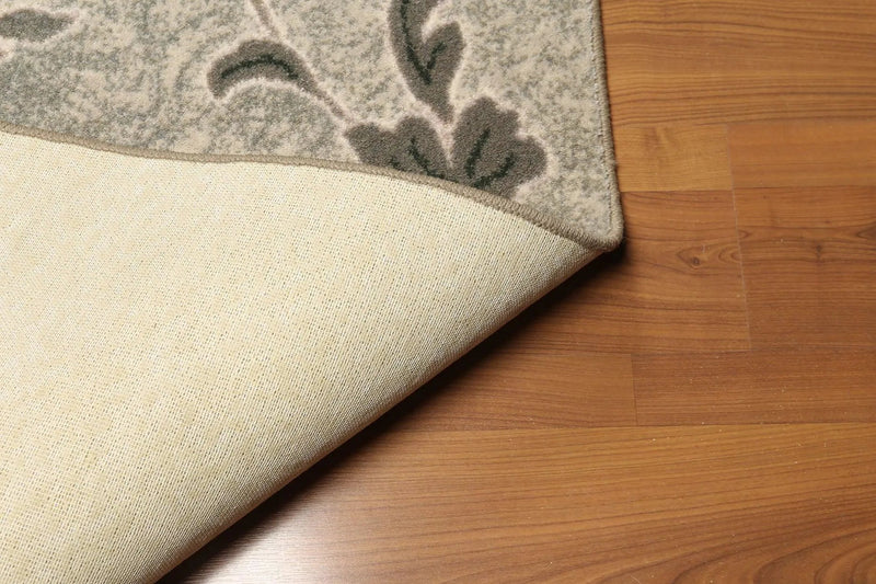 5'x7' Gray, Green, Tone on Tone, Multi Color Machine Made Polypropylene Indonesian High Density Hand Carved Effect Modern Oriental Rug