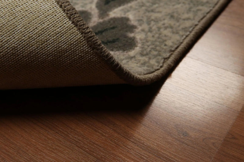 5'x7' Gray, Green, Tone on Tone, Multi Color Machine Made Polypropylene Indonesian High Density Hand Carved Effect Modern Oriental Rug