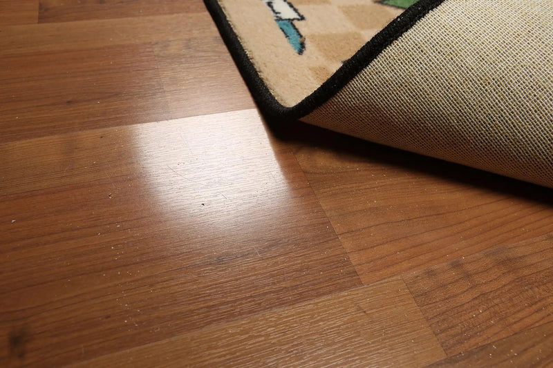 5'x7' Beige, Green, Blue, Multi Color Machine Made Polypropylene Indonesian High Density Hand Carved Effect Modern Oriental Rug