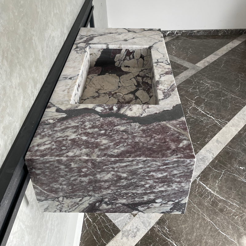 Calacatta Viola Marble Bathroom Vanity Sink - Hand Assembled, photo 2 of 12