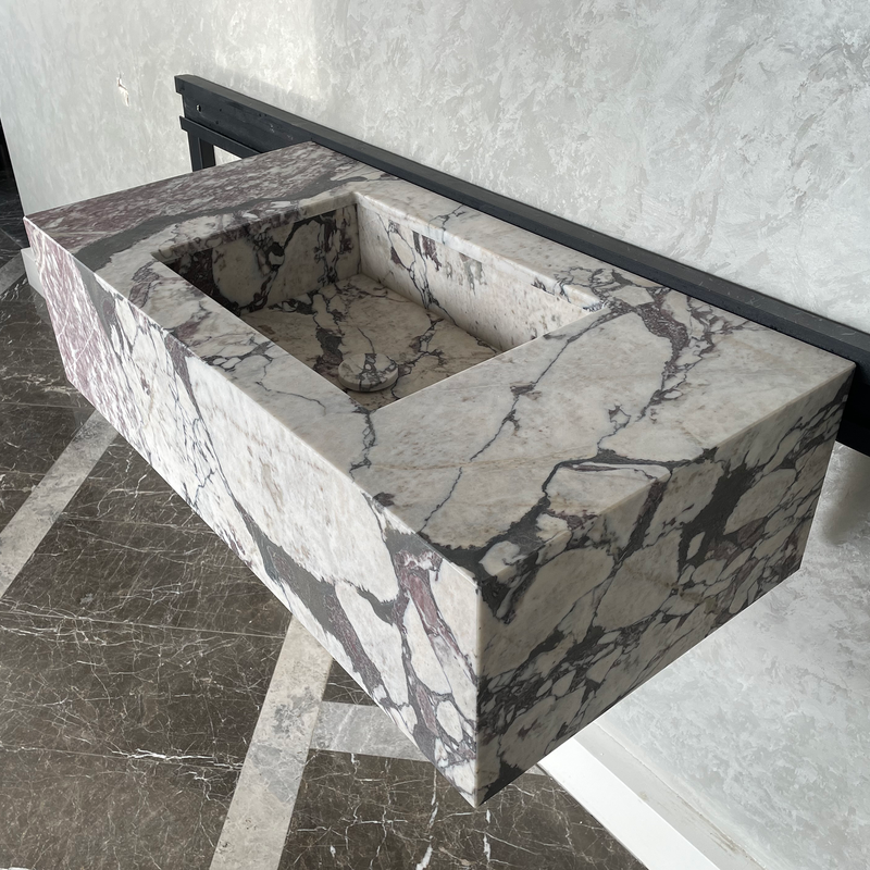 Calacatta Viola Marble Bathroom Vanity Sink - Hand Assembled, photo 4 of 12