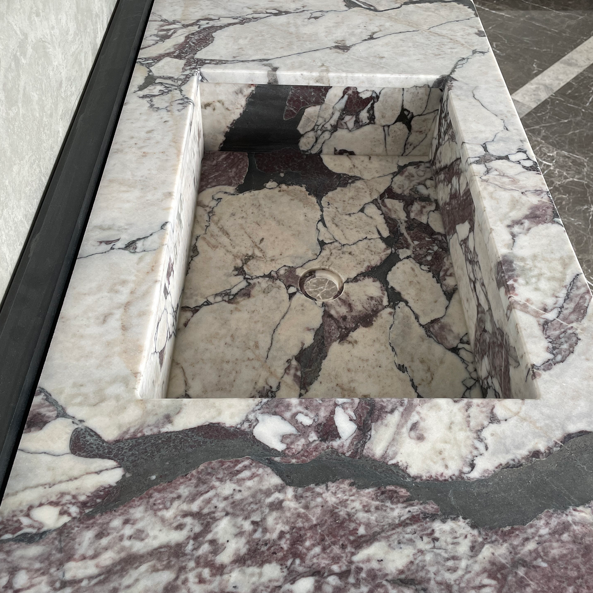 Calacatta Viola Marble Bathroom Vanity Sink - Hand Assembled, photo 5 of 12