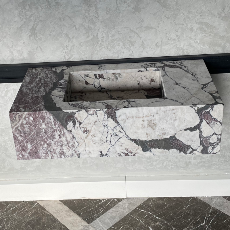 Calacatta Viola Marble Bathroom Vanity Sink - Hand Assembled, photo 8 of 12