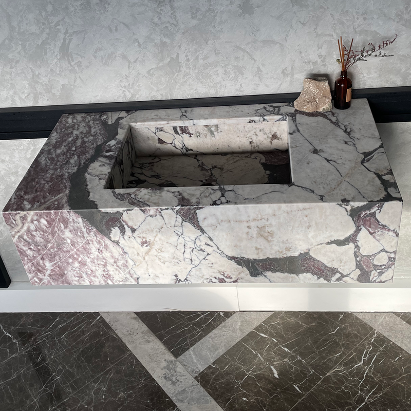 Calacatta Viola Marble Bathroom Vanity Sink - Hand Assembled, photo 10 of 12