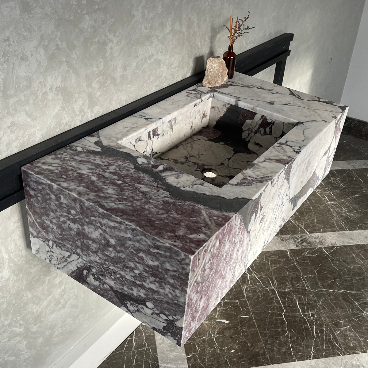 Calacatta Viola Marble Bathroom Vanity Sink - Hand Assembled, photo 12 of 12
