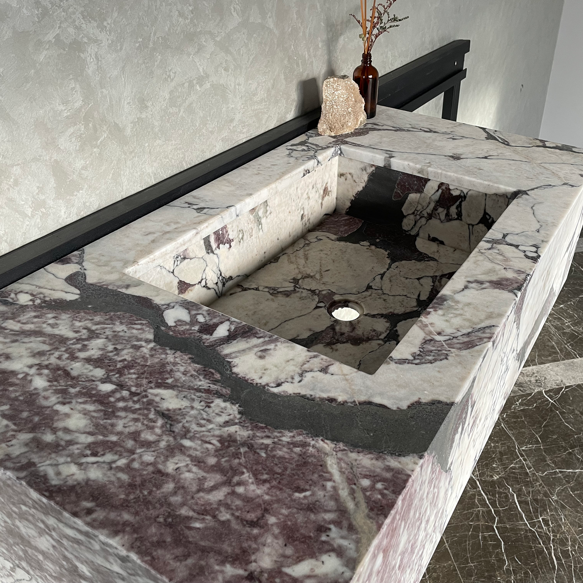 Calacatta Viola Marble Bathroom Vanity Sink - Hand Assembled, photo 11 of 12
