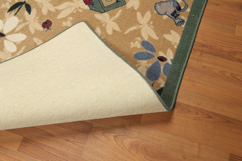 5'x7' Tan, Green, Blue, Multi Color Machine Made Polypropylene Indonesian High Density Hand Carved Effect Rug