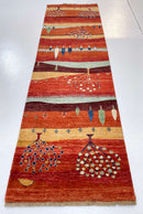 Scenic Afghan Gabbeh (2'08"x9'09") rust
