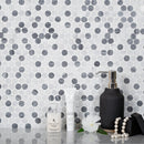 White Gray 11x12 Polished Penny Round Bardiglio Nuvolato Carrara Marble Mosaic Tile (5 pack, 4.83 sq ft/case)