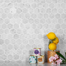 Powder White 12x12 Honed Hexagon Bianco Carrara Marble Mosaic Tile (5 pack, 4.83 sq ft/case)