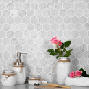 Powder White 12x12 Honed Hexagon Bianco Carrara Marble Mosaic Tile (5 pack, 4.83 sq ft/case)