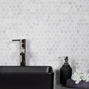 White 11x12 Honed Hexagon Bianco Carrara Marble Mosaic Tile (5 pack, 4.55 sq ft/case)