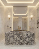 Fluted Arabescato Breccia Bathtub, Ribbed Natural Stone Bath