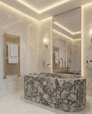 Fluted Arabescato Breccia Bathtub, Ribbed Natural Stone Bath