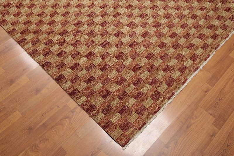 6x9 Rust Hand Knotted Samad Geometric 100% Wool Oriental Area Rug