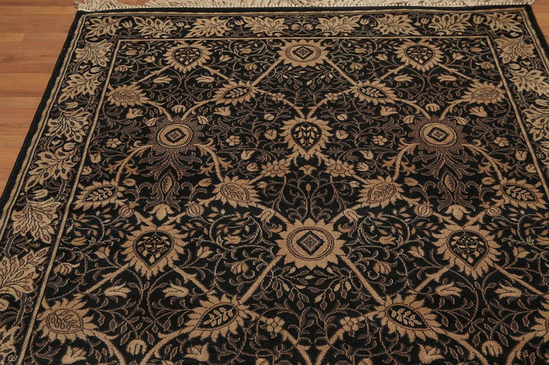 5x8 Black Machine Made Louis De Poortere Ornate Wool Oriental Area Rug
