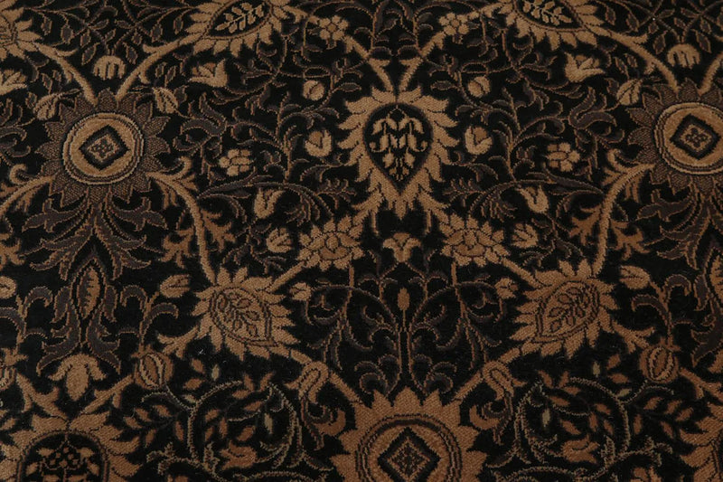 5x8 Black Machine Made Louis De Poortere Ornate Wool Oriental Area Rug