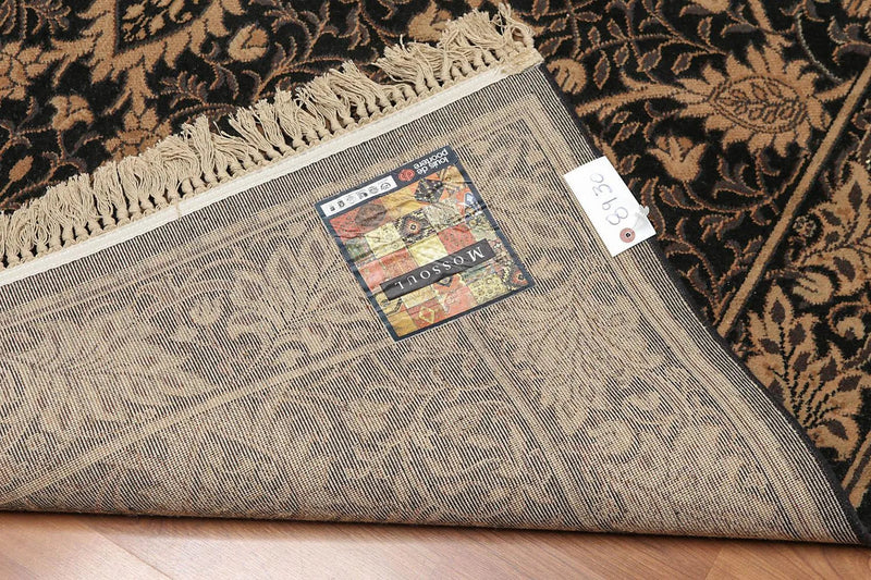 5x8 Black Machine Made Louis De Poortere Ornate Wool Oriental Area Rug