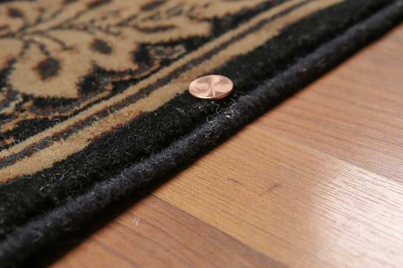 5x8 Black Machine Made Louis De Poortere Ornate Wool Oriental Area Rug