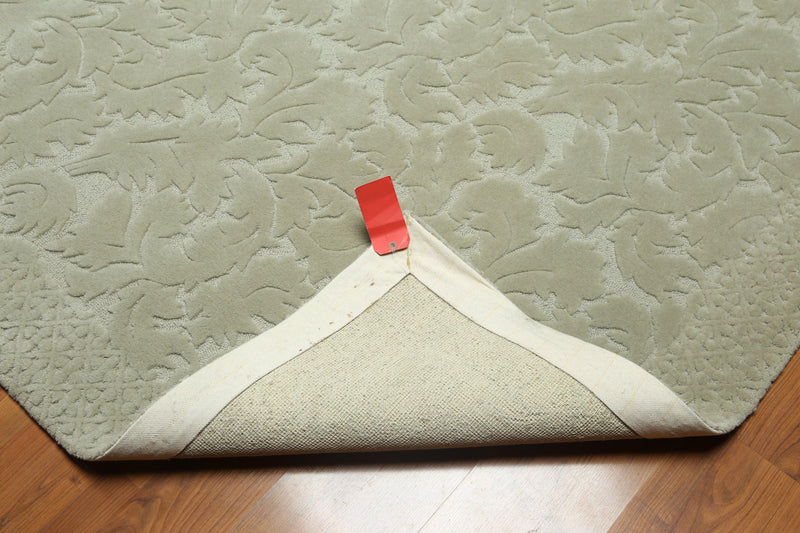 5'8" x 8'9" Machine Made High Low Modern Oriental Wool Rug Gray Tone on Tone Color