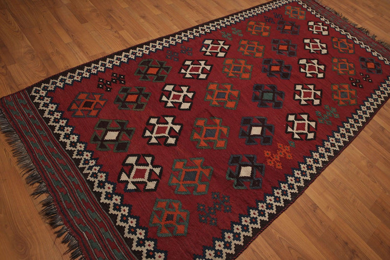 4'9" x 10'6" Handmade Southwestern Persian Kilim 100% Wool Area Rug Runner