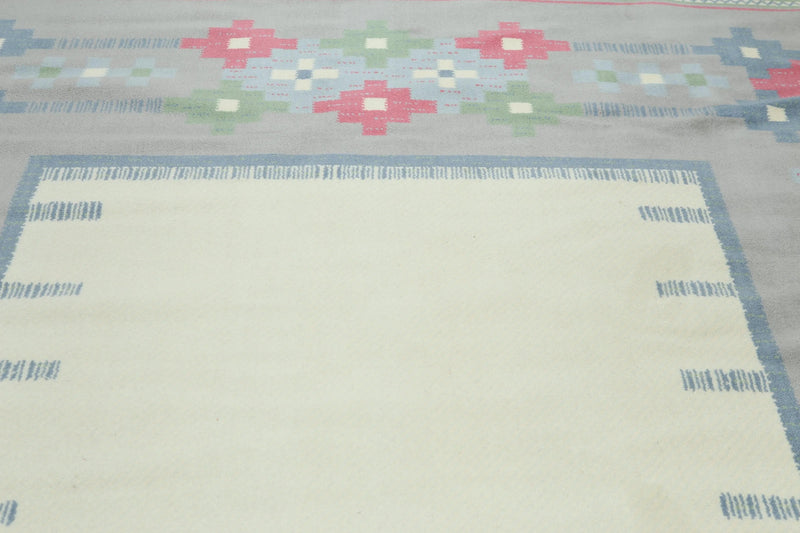 8x10 Ivory Machine Made Southwestern 100% Wool Oriental Area Rug