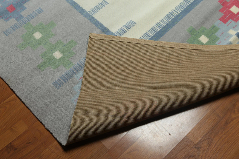 8x10 Ivory Machine Made Southwestern 100% Wool Oriental Area Rug