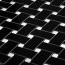 5-Pack Black 12-in x 12-in Polished Natural Stone Basketweave Patterned Floor and Wall Tile - Sample