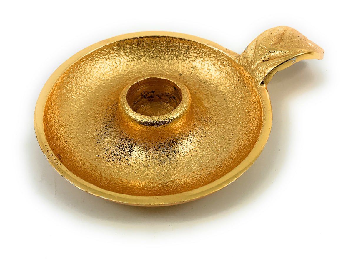 Golden Taper Candlestick Holder Dish, photo 10 of 10
