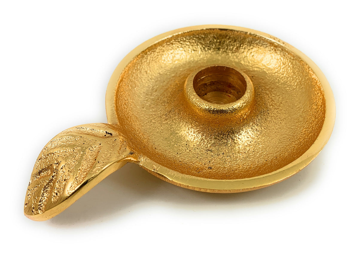 Golden Taper Candlestick Holder Dish, photo 9 of 10
