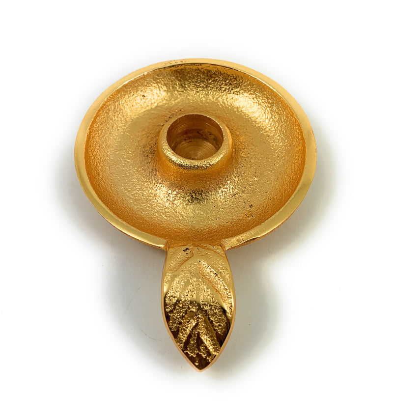 Golden Taper Candlestick Holder Dish, photo 2 of 10