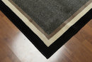 5x7 Black, White, Ivory Machine Made Harring Bone 100% Wool Oriental Area Rug