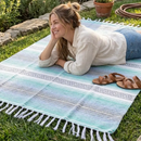 Mint Blue Ocean Mexican Falsa Yoga Blanket by West Path