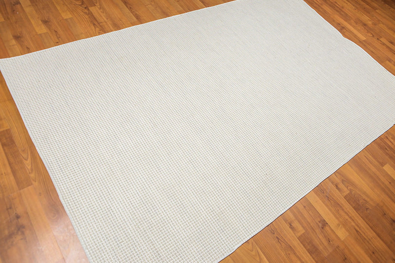 5' x 8' Handmade Textured Geometric 100% Wool Flat Pile Area Rug 5x8 Beige