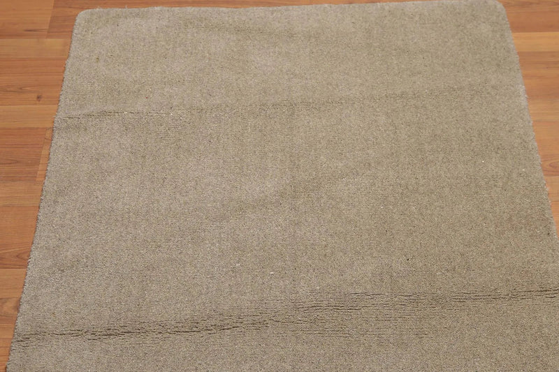 3' x 5' Dirty Beige Hand Knotted Solid 100% Wool Pile area rug Beige