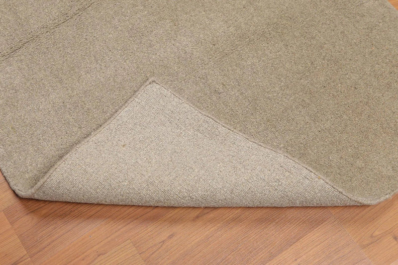 3' x 5' Dirty Beige Hand Knotted Solid 100% Wool Pile area rug Beige