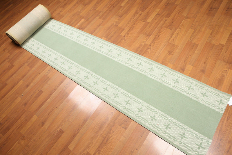 2'4" x 28' Palace Size Runner 100% New Zealand Wool Area Rug Green