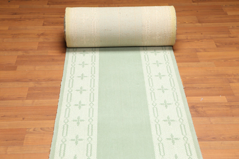 2'4" x 28' Palace Size Runner 100% New Zealand Wool Area Rug Green