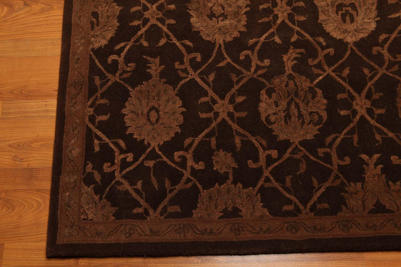 5'6" x 8'6" Handmade Wool & silk Oriental Area Rug Traditional Brown