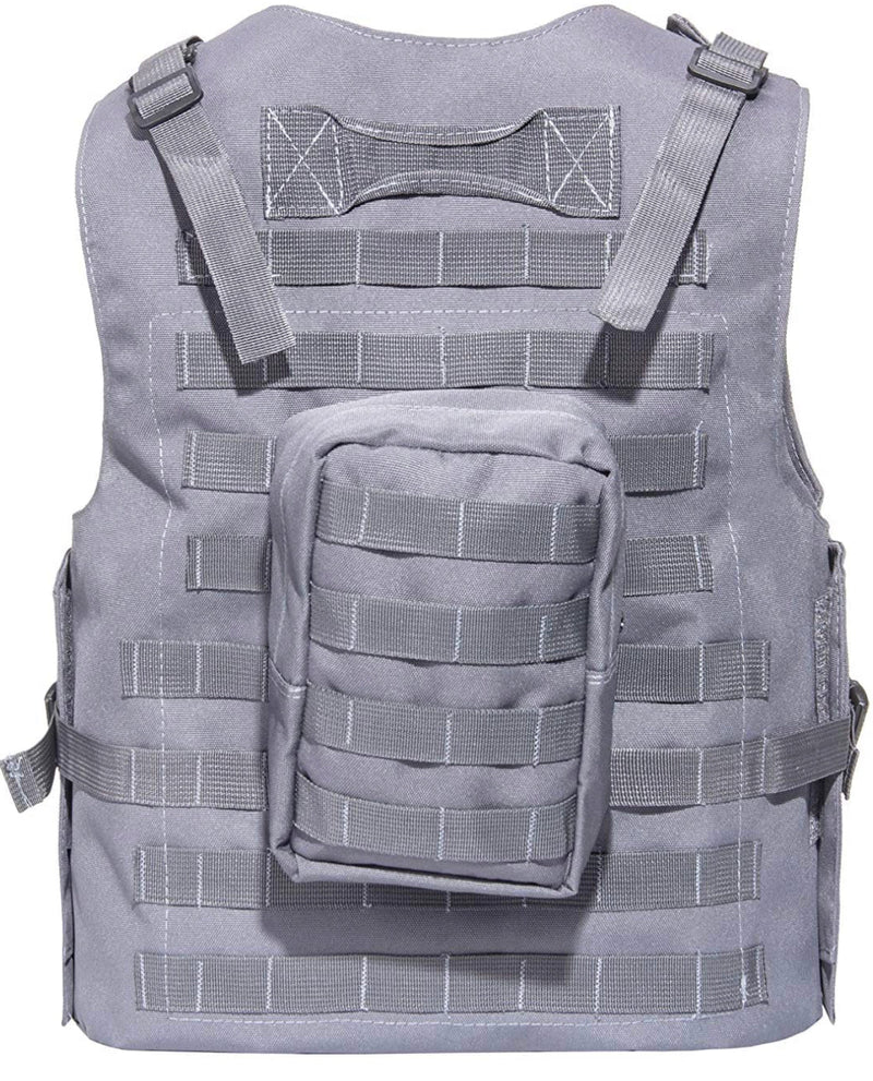 Kids Airsoft Tactical Plate Carrier Vest with Free US Flag Patch, Mil Spec 1000D Nylon PALS Molle Modular w/ 4 Mag Pouches, Side Pouch, Chest Mag Pouch