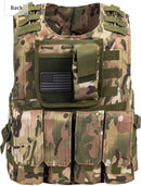 Kids Airsoft Tactical Plate Carrier Vest with Free US Flag Patch, Mil Spec 1000D Nylon PALS Molle Modular w/ 4 Mag Pouches, Side Pouch, Chest Mag Pouch