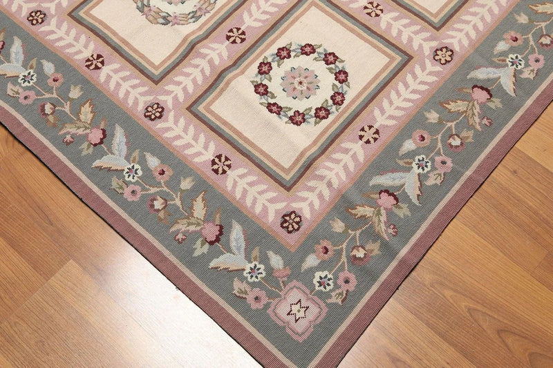 6x9 Beige Hand Woven 100% Wool French Needlepoint Aubusson Area rug